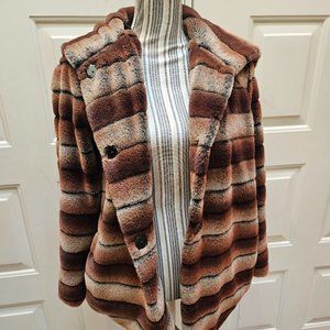 Tess Elliott Faux Fur Jacket with Hood, Size M